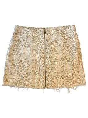 Lyn Burches Snakeskin Print Zip Front Mini Skirt